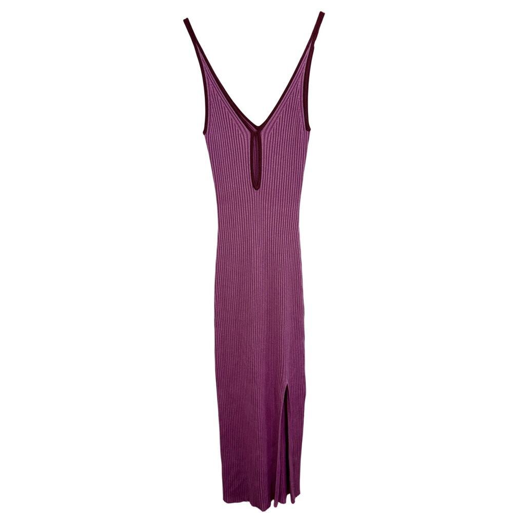 Abercrombie & Fitch Pink Ribbed Knit Sleeveless Slit Midi Dress Womens Size S